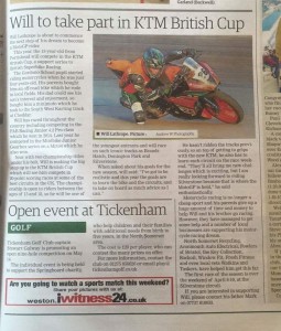 Will Lathrope press release April 2016 North Somerset Times