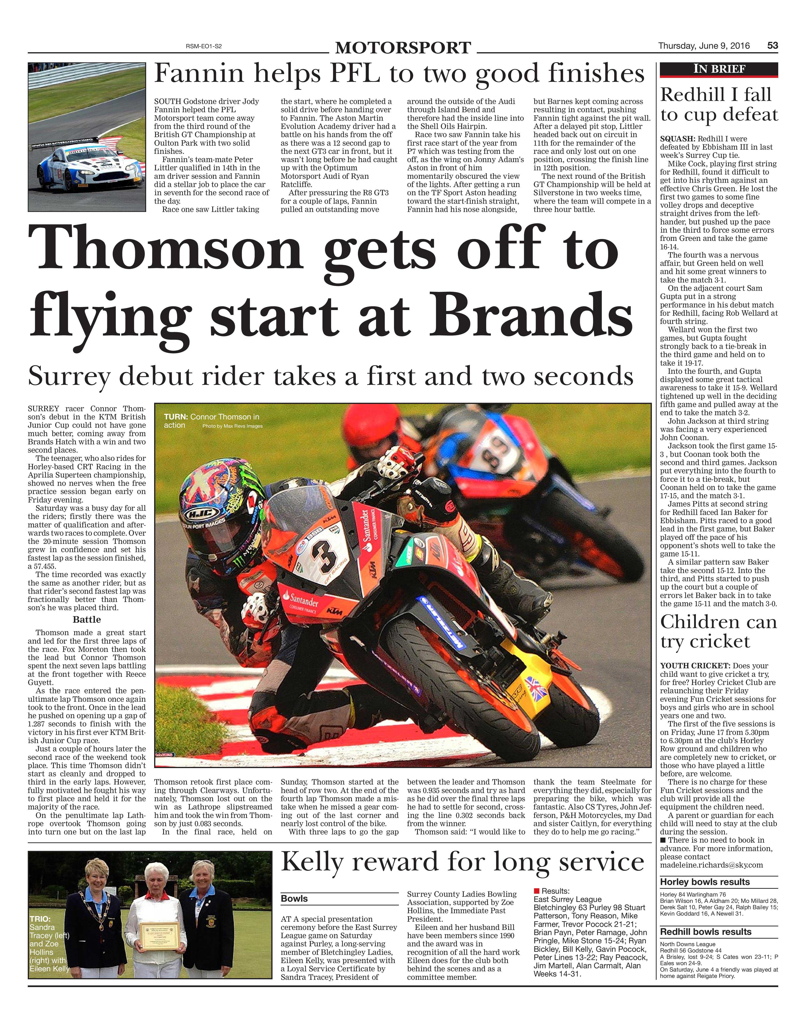 Connor Thomson KTM Junior Cup Brands Hatch Indy Surrey Mirror 09_06_2016