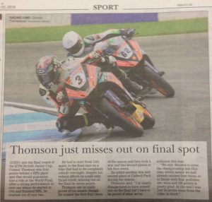 Connor Thomson KTM British Junior Cup Donington Park 2016