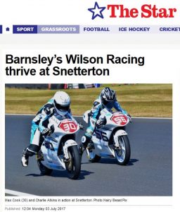 Wilson Racing sheffield star Motostar snetterton moto 3