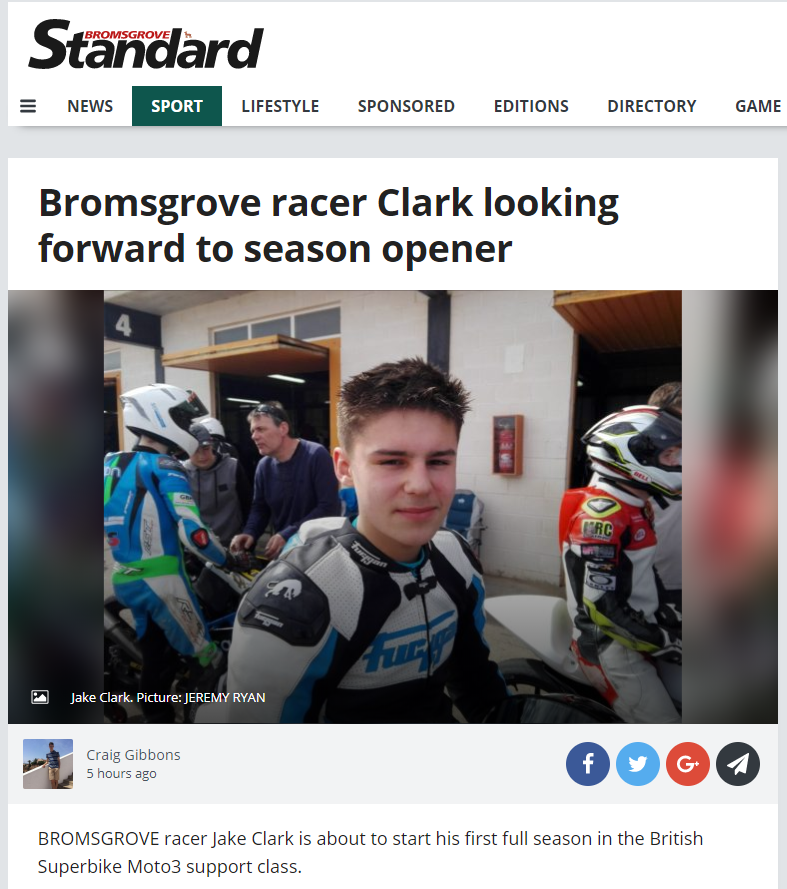 Jake Clark Bromsgrove Standard March 2018